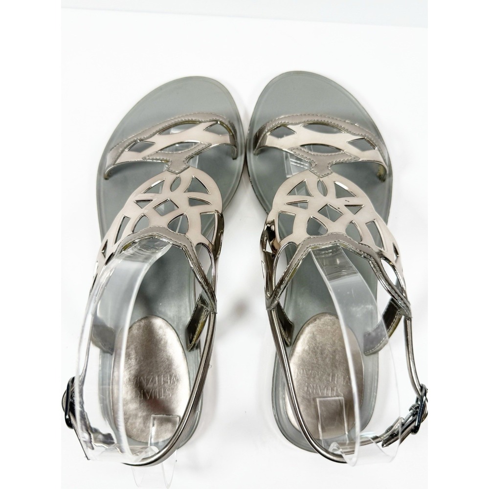 Stuart Weitzman Gelfisher Graphite Jelly Sandal Size 7 Metallic Silver Comfort - Picture 10 of 16